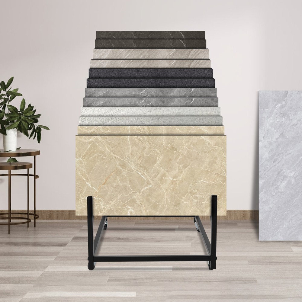 Tile Display Rack, Wheeled Tile Display Stand for Building Material Samples
