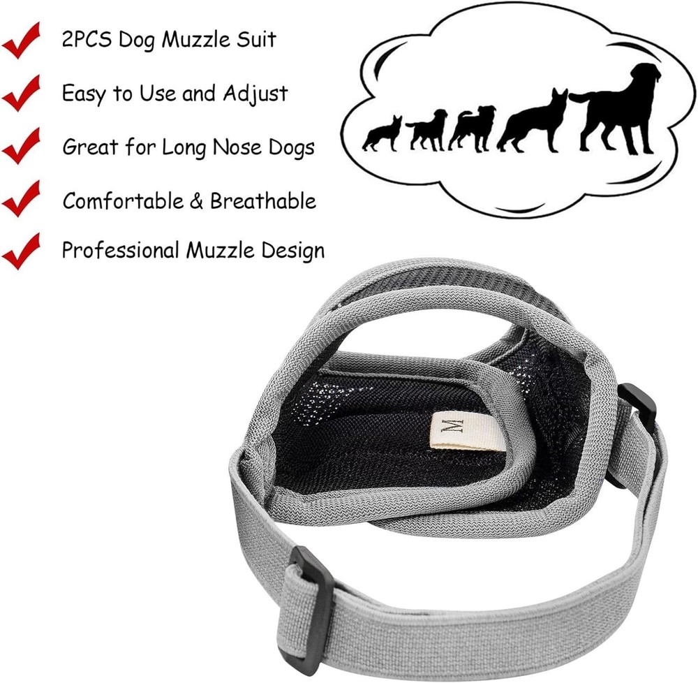 Dog Muzzle, Prevent Biting, Barking and Chewing Comfortable Mesh Soft Fabric
