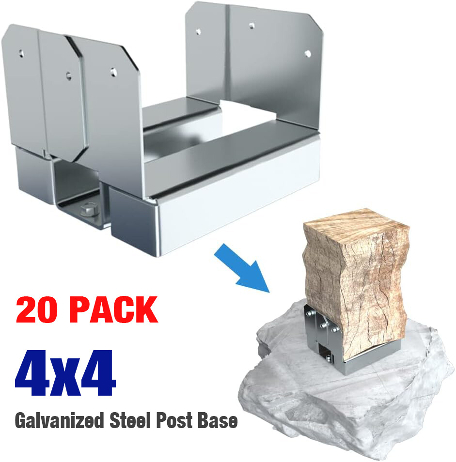20Pcs 4x4 Concrete Deck Post Anchor Base Adjustable Metal Post Bracket Post Base