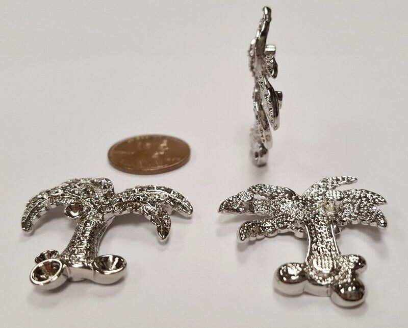 1 Retro Silver Palm Tree 32x31mm. Unset Rhinestone Setting Finding E284