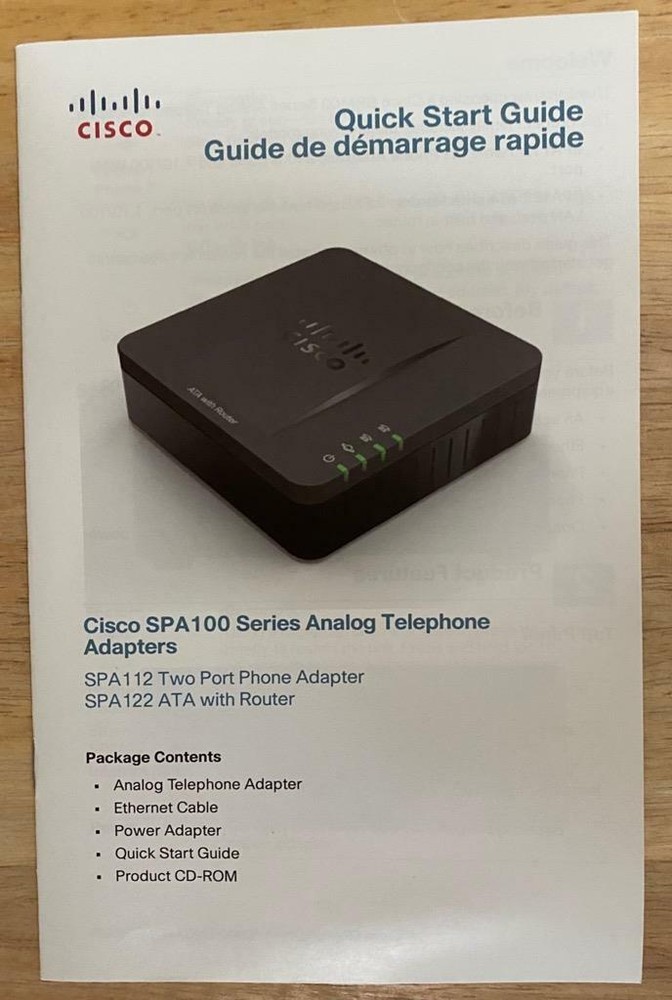 Cisco SPA100 Quick Start Guide + Software Disk ONLY for Analog Telephone Adapter