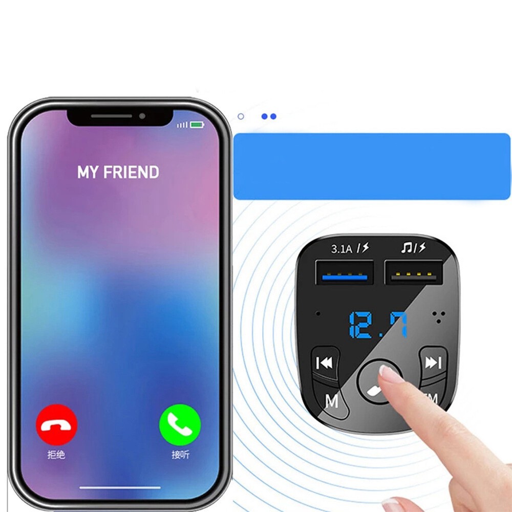 US 1-2 Pc Bluetooth 5.0 FM Transmitter Car Adapter 2-USB PD Charger Wireless AUX