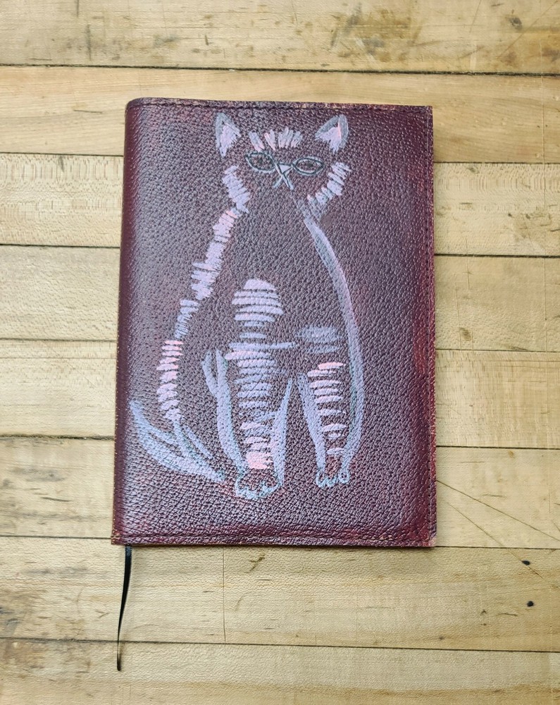 Grumpy Cat Hand Painted Leather Journal- Refillable Valentines Gift