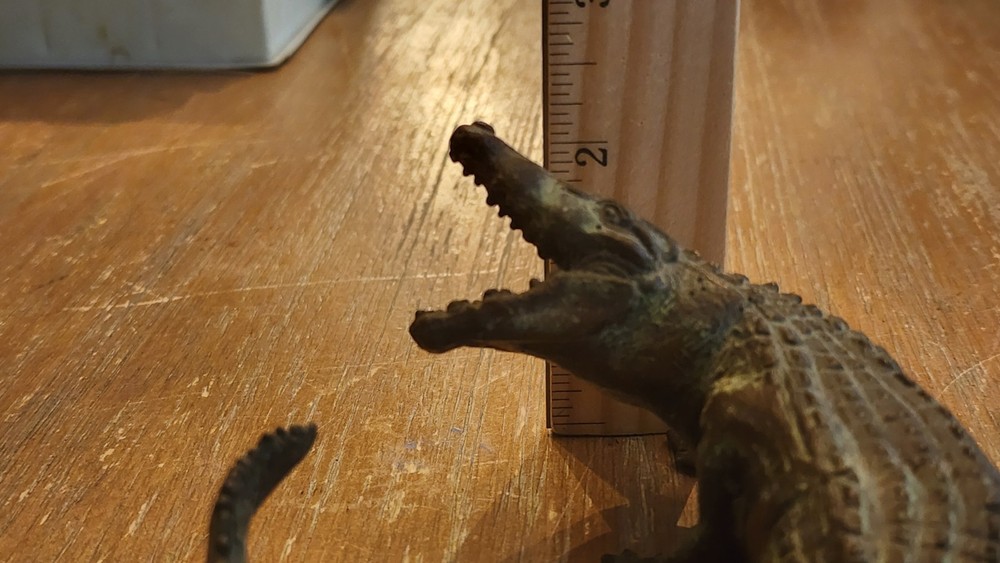 Solid Bronze Alligator Sculpture Great Patina - 5" Length