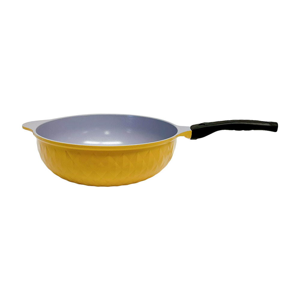 |MADE IN KOREA| 12.5" Ceramic Coating Interior and Exterior Cooking Wok, Pan Set