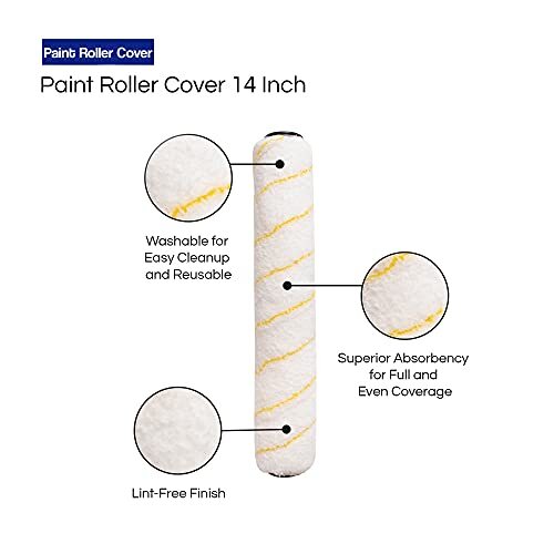 Paint Roller Covers 14 Inch Microfiber Roller Cover With 1/2" Nap , 3 Pack