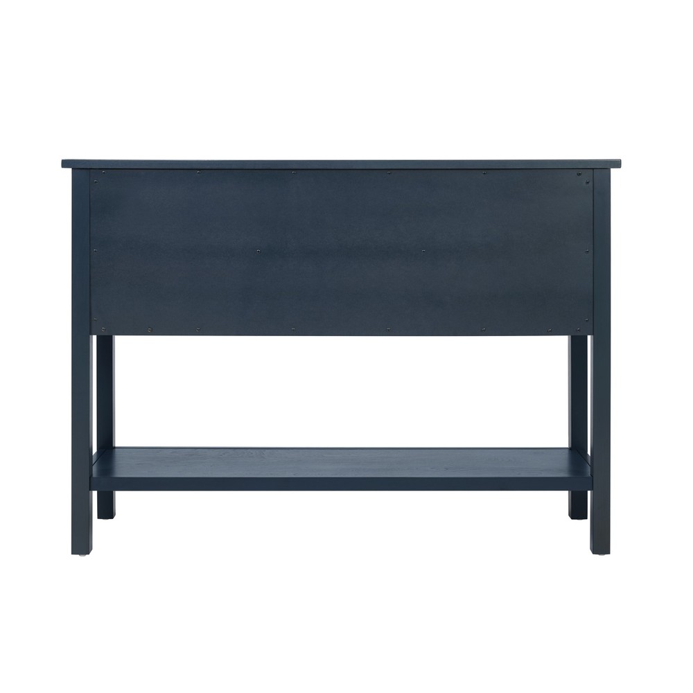 Solid Wood Sideboard Console Table w/ 2 Drawers, Cabinet, Navy Blue