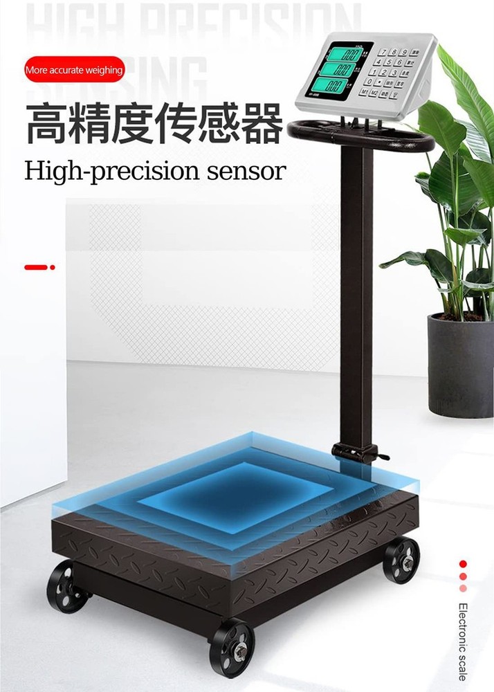 Large Platform Scale with Wheel 660 LB Floor Weight Computing Postal Scale Di...