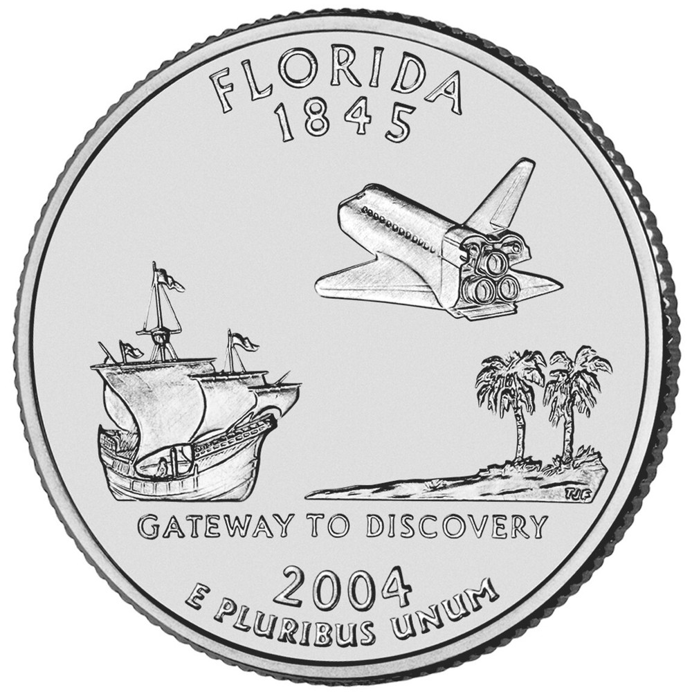 2004 D Florida State Quarter.  Uncirculated from US Mint roll.