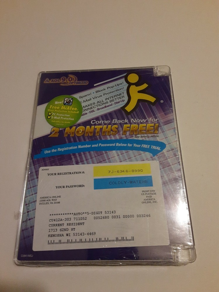 Vintage "AOL" 9.0 Optimized Disc CD Disk America Online Collectable
