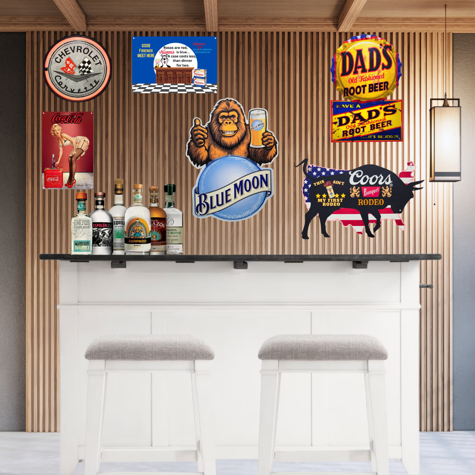 Big Foot Blue Moon Beer Advertising Metal Sign Bar Man Cave Garage 16"× 12"