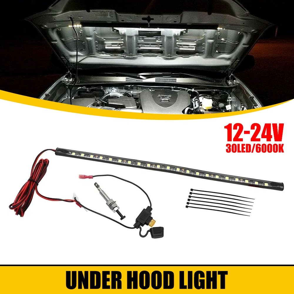 Universal White Under Hood LED Panel Light Kit Automatic on/off 12-24v Vehicles