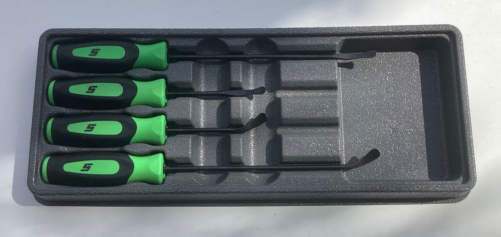 Very Nice Snap-on 4pc GREEN Soft Grip Seal Removal Tool Set