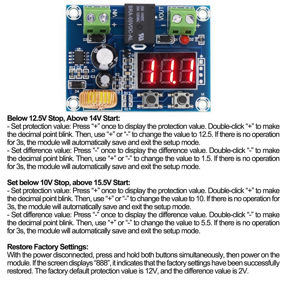 2 PCS Low Voltage Cutoff, DC 12V-36V 20A Disconnect Switch, multi
