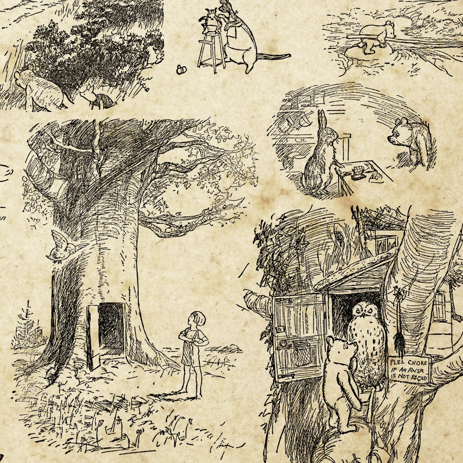 1926 Winnie the Pooh Illustration POSTER! (multiple sizes) - Art - Milne - Draw