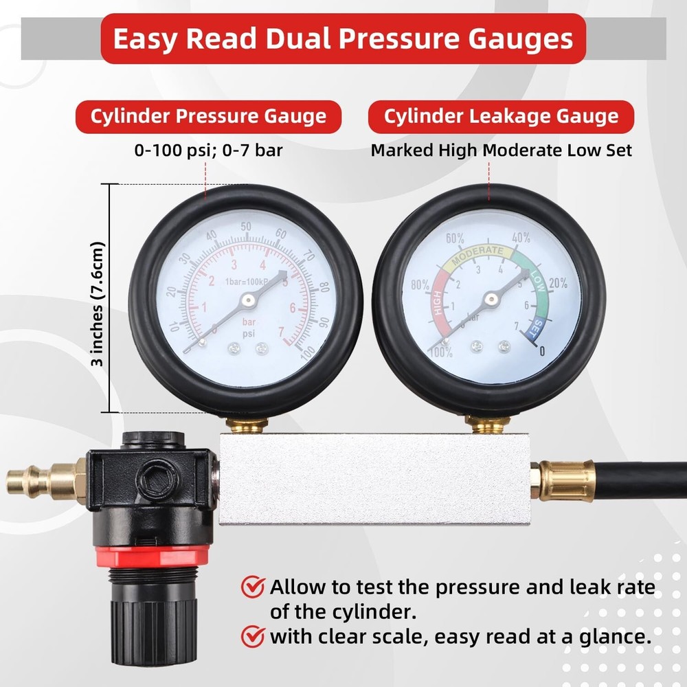 Cylinder Leak Down Tester Petrol Engine Compression Leakage Leakdown Detector