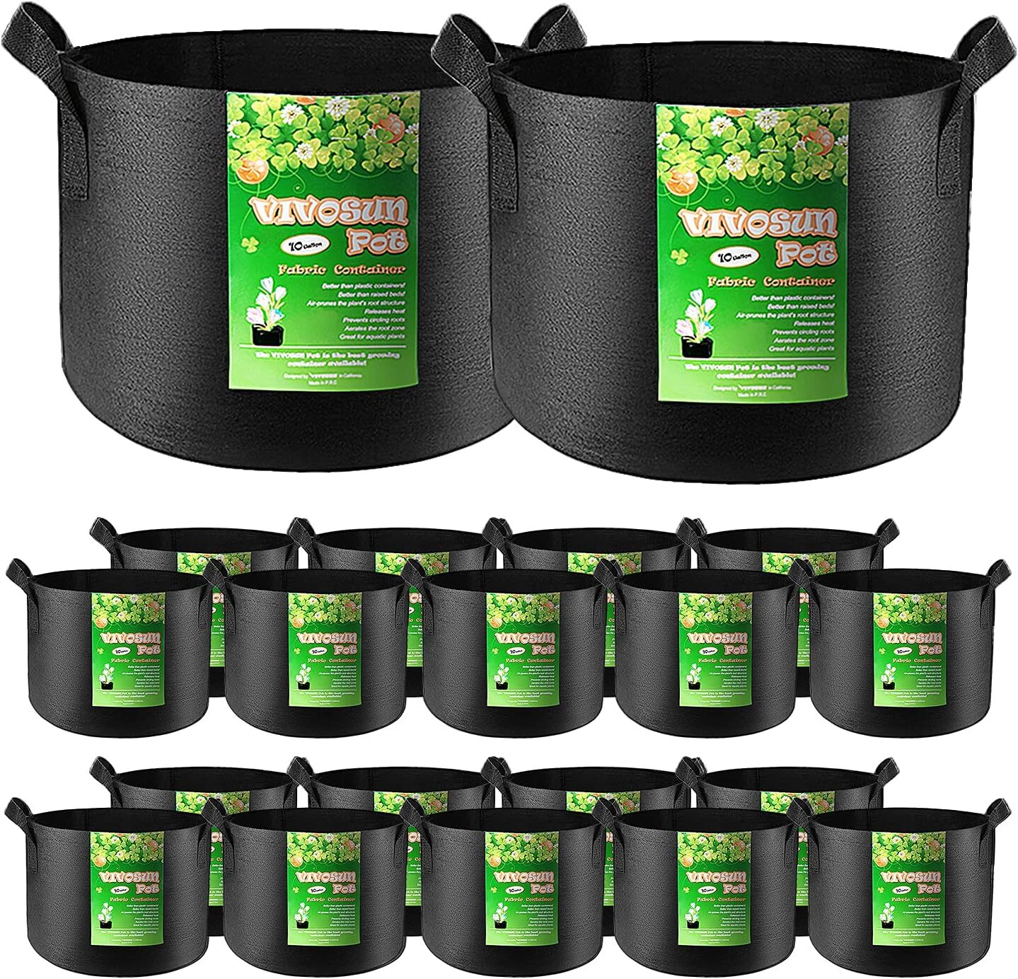 VIVOSUN 10/20 Pack Planting Grow Bags Fabric Pot Nursery Soil Nonwoven w/ Handle