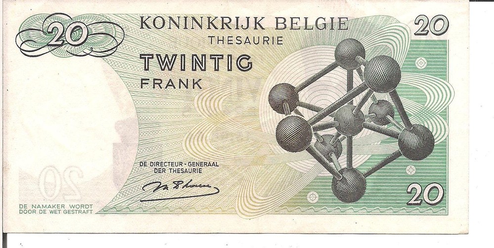 BELGIUM, 20 FRANCS, 1964