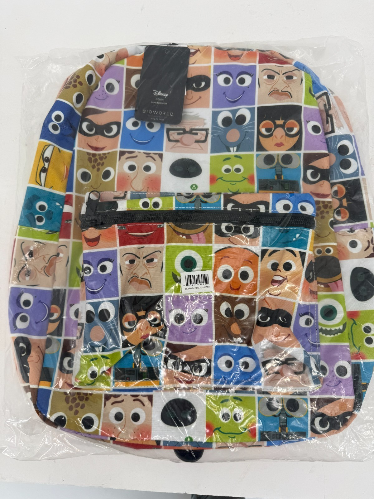 Disney Pixar Character Faces Backpack Boworld All-Over Print School Bag NEW