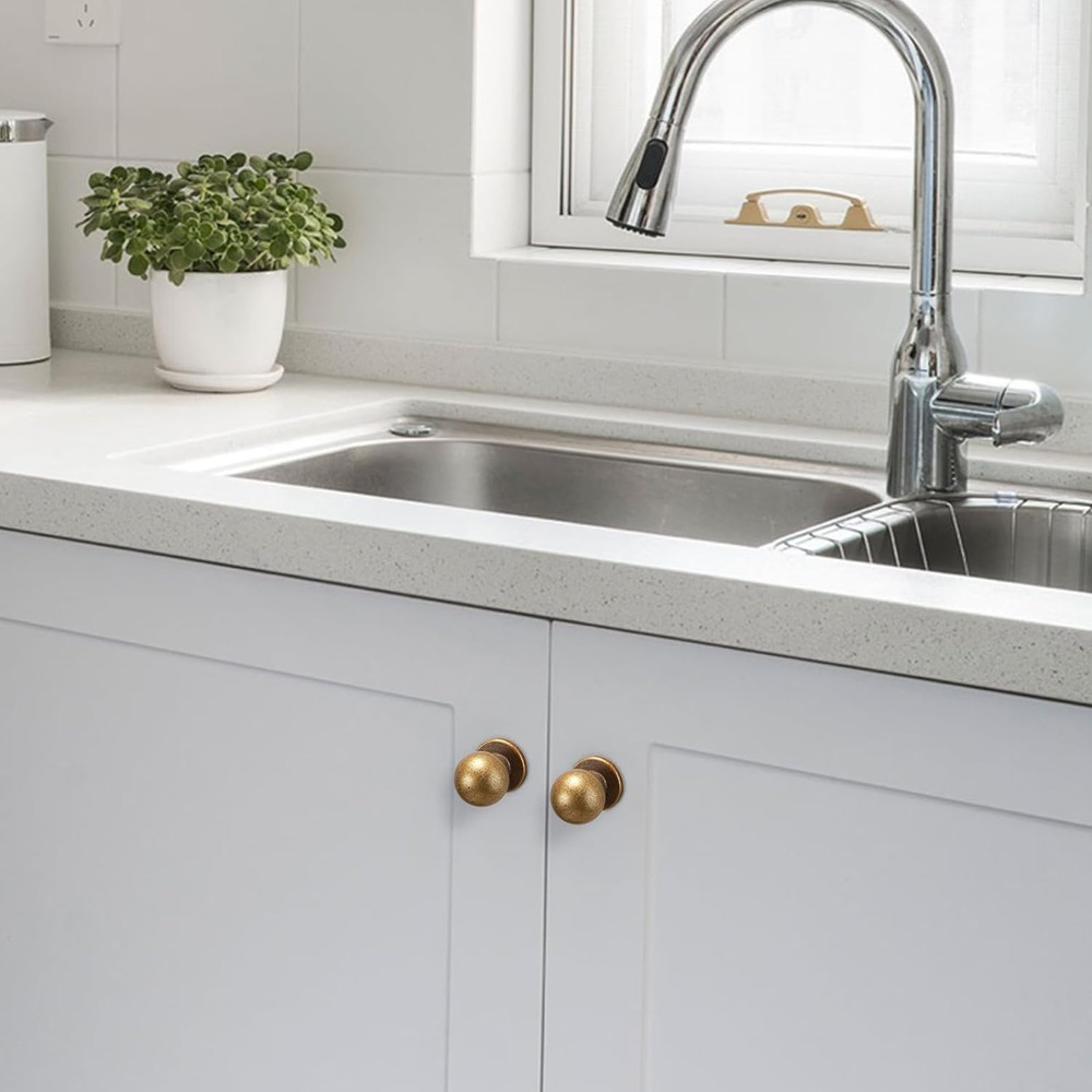 10 Pack Antique Brass Cabinet Handles and Knobs - Vintage Drawer Knobs