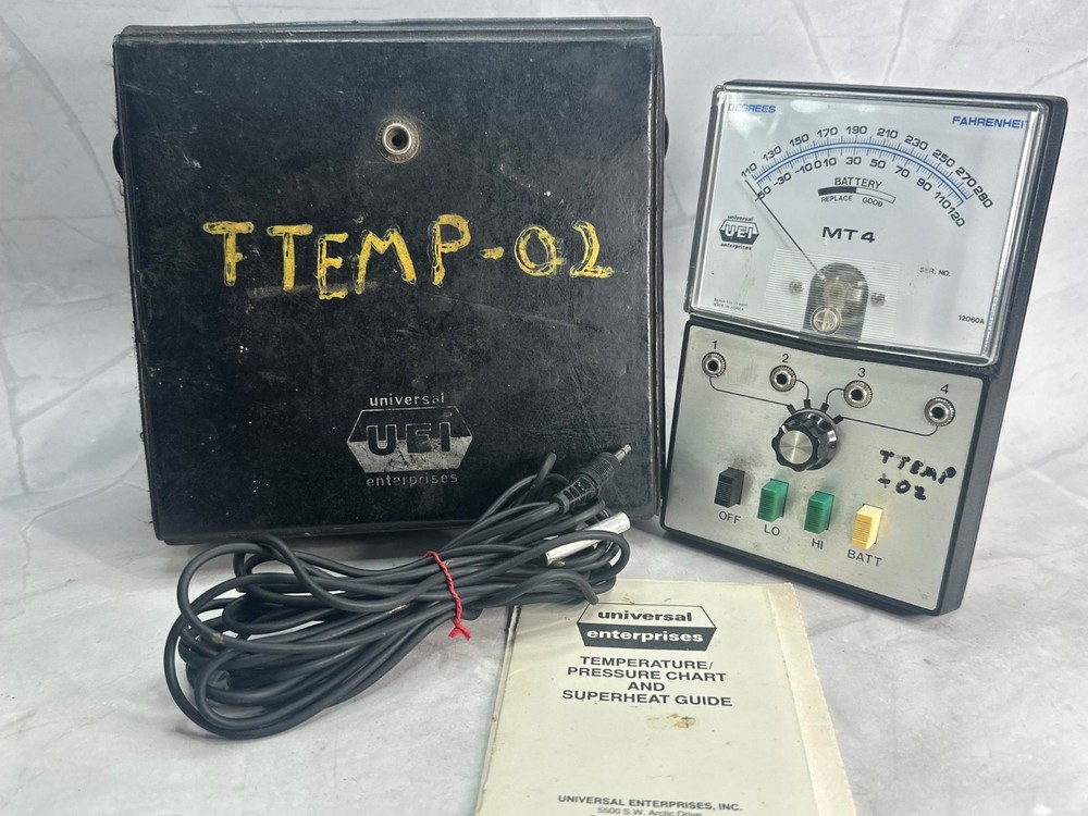 UEi MT4 Temperature Meter – Analog Thermometer with Probe, Case & Manuals