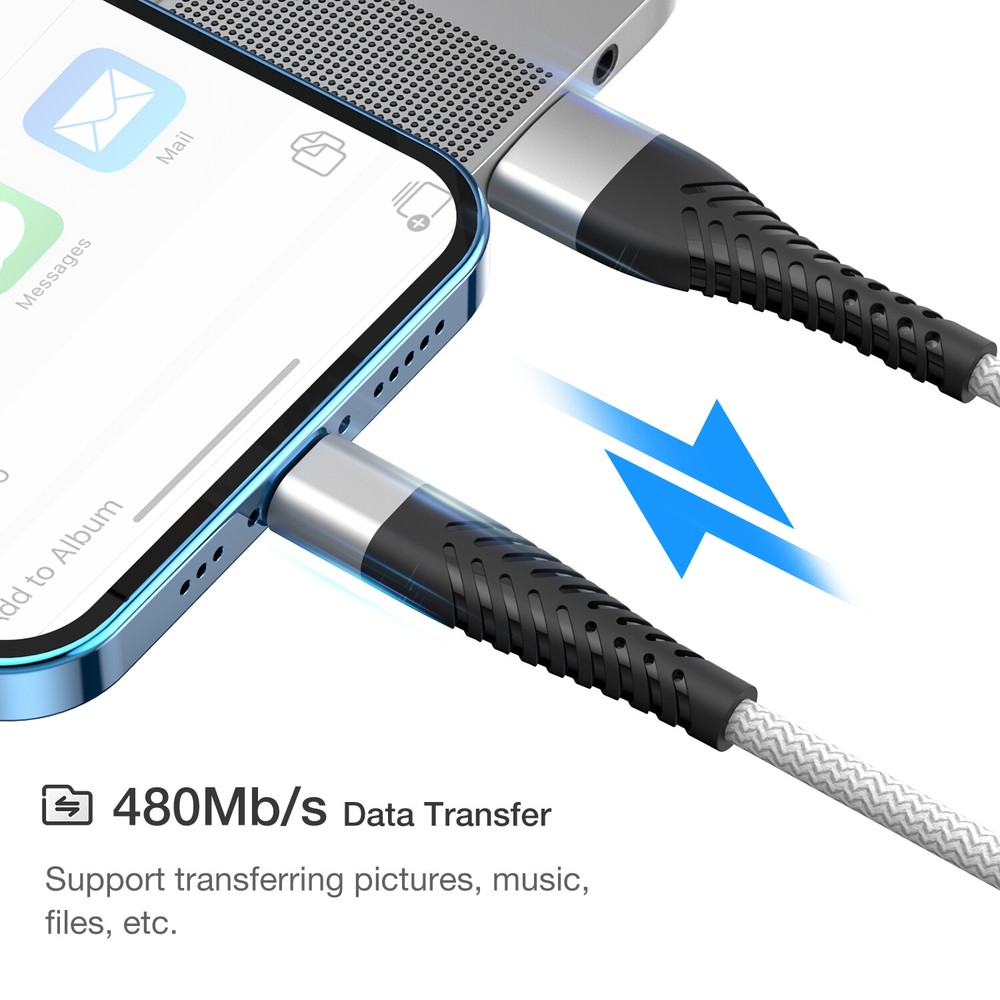 3/6/10FT Fast Charge USB Charger Cord & Data Sync Cable For iPhone Type C USB C