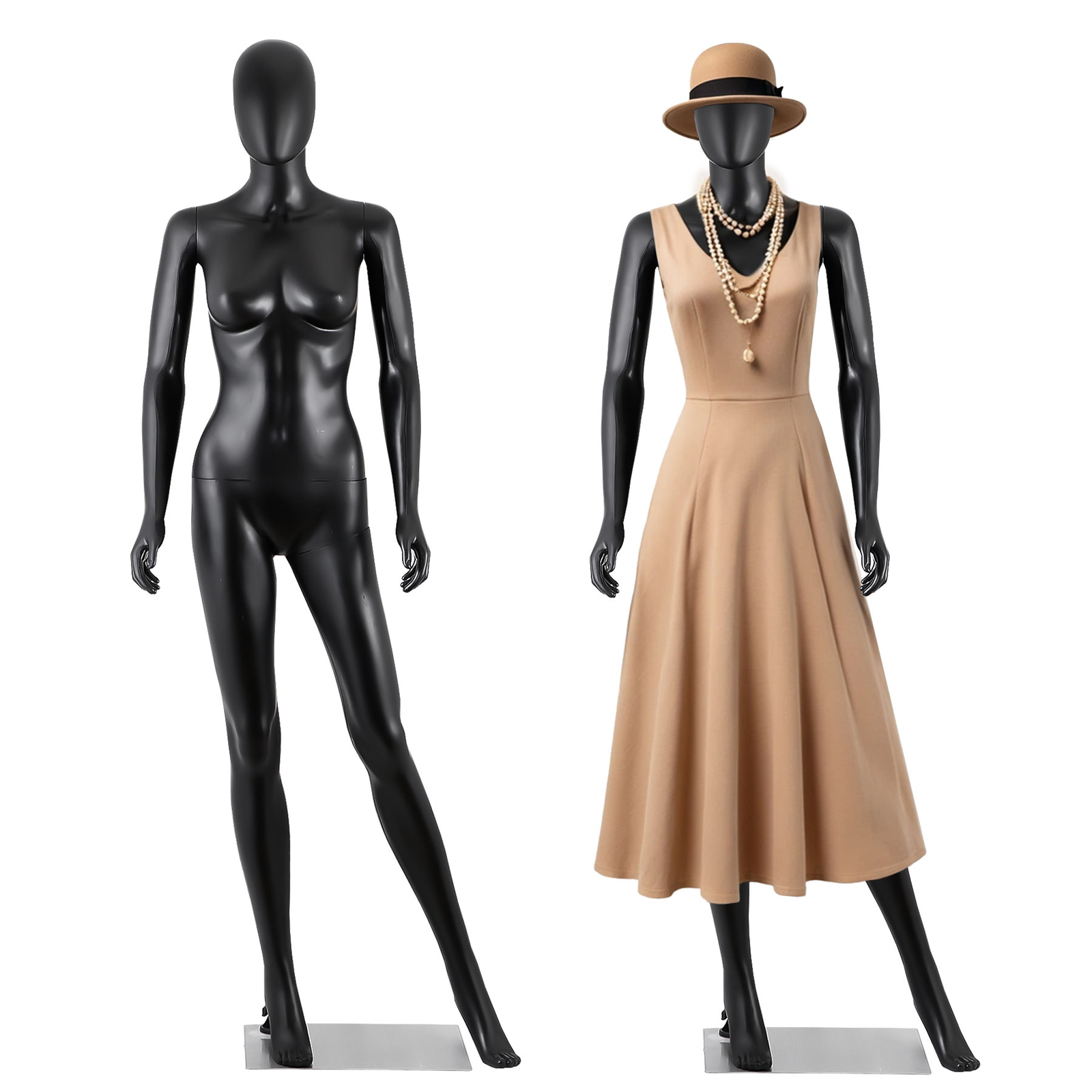 70"Female Mannequin Full Body Realistic Display Head Turns Dress Form Base Black