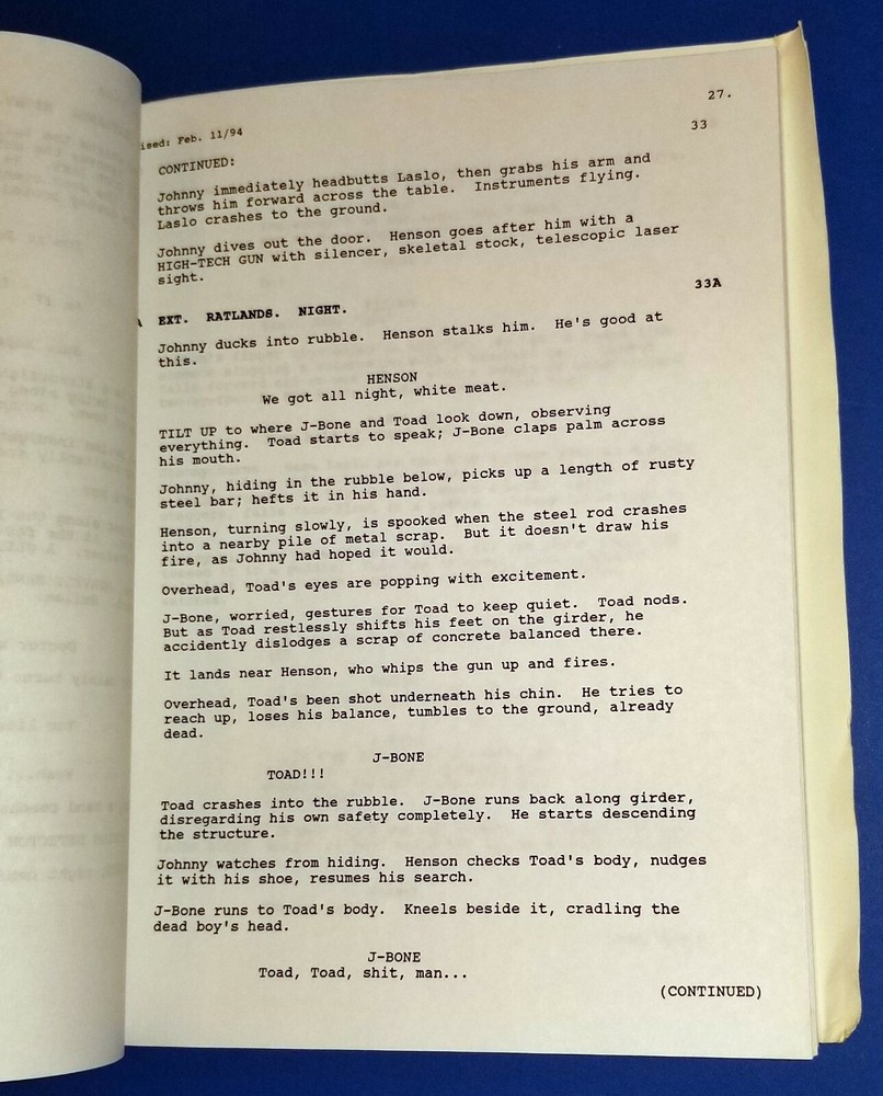 JOHNNY MNEMONIC original script KEANU REEVES DOLPH LUNDGREN sci fi DNA MEYER 95
