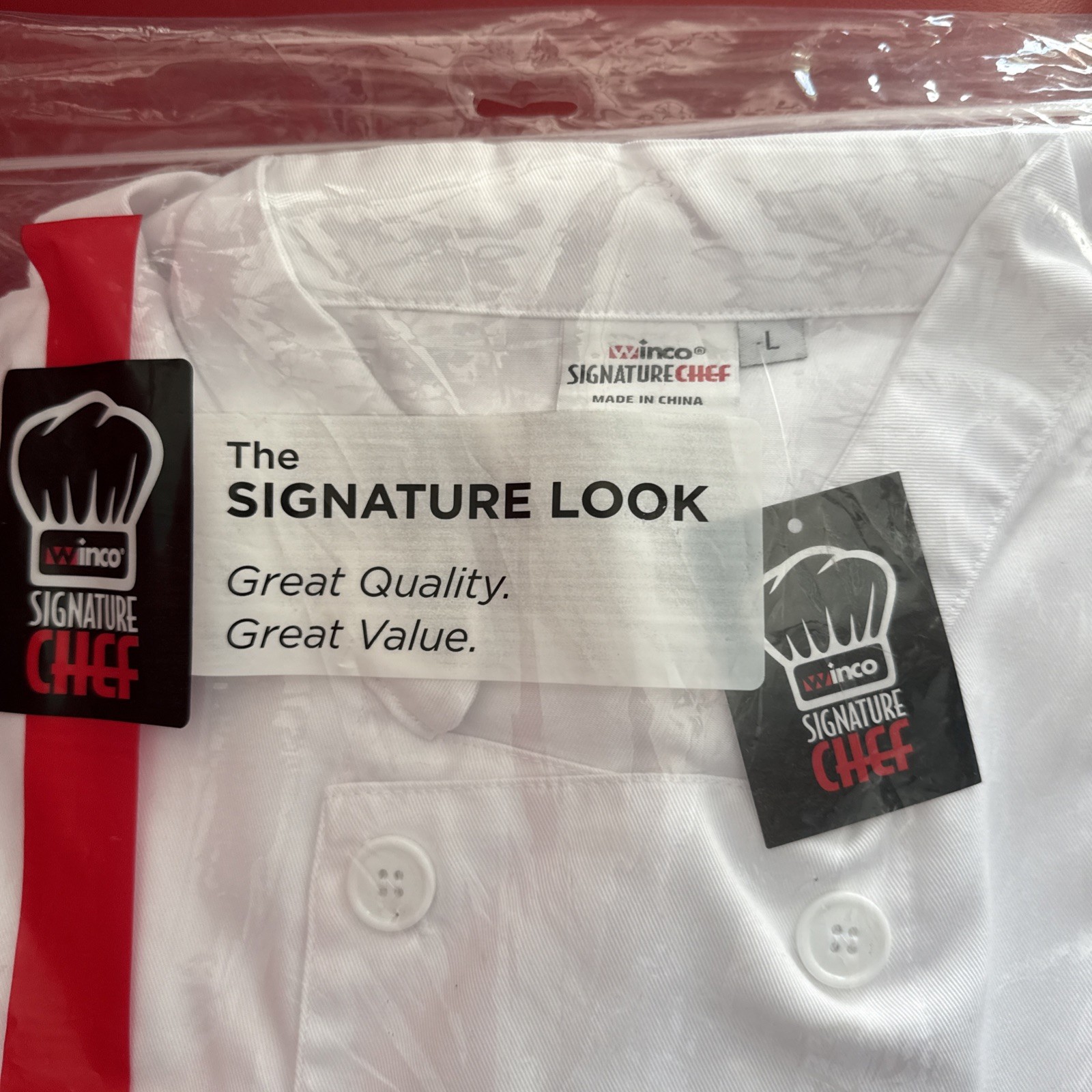 WINCO Chef Jacket White, Large