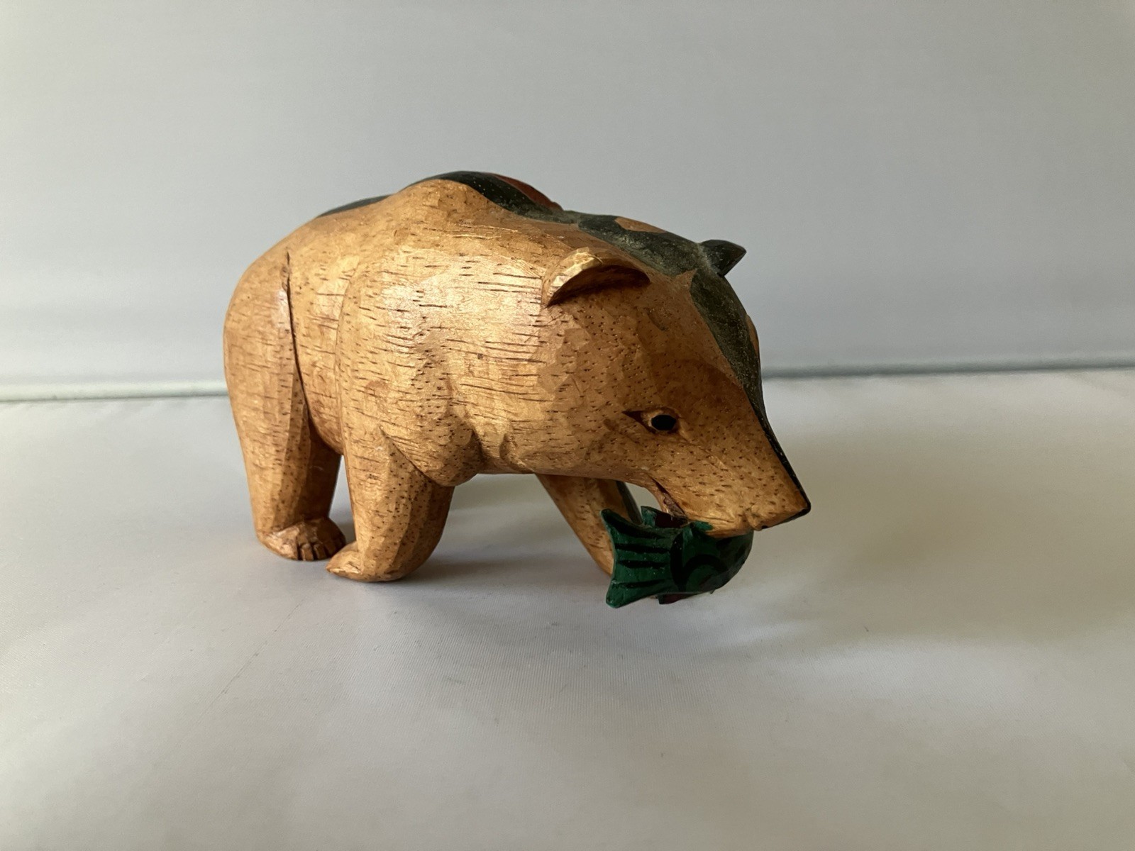 Pacific Northwest Salish Bear with Fish Carving First Nation Tribal Art