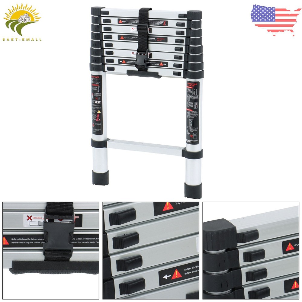 8.5 FT Multi Purpose Telescopic Ladder Folding Extension Step Ladders 330lbs