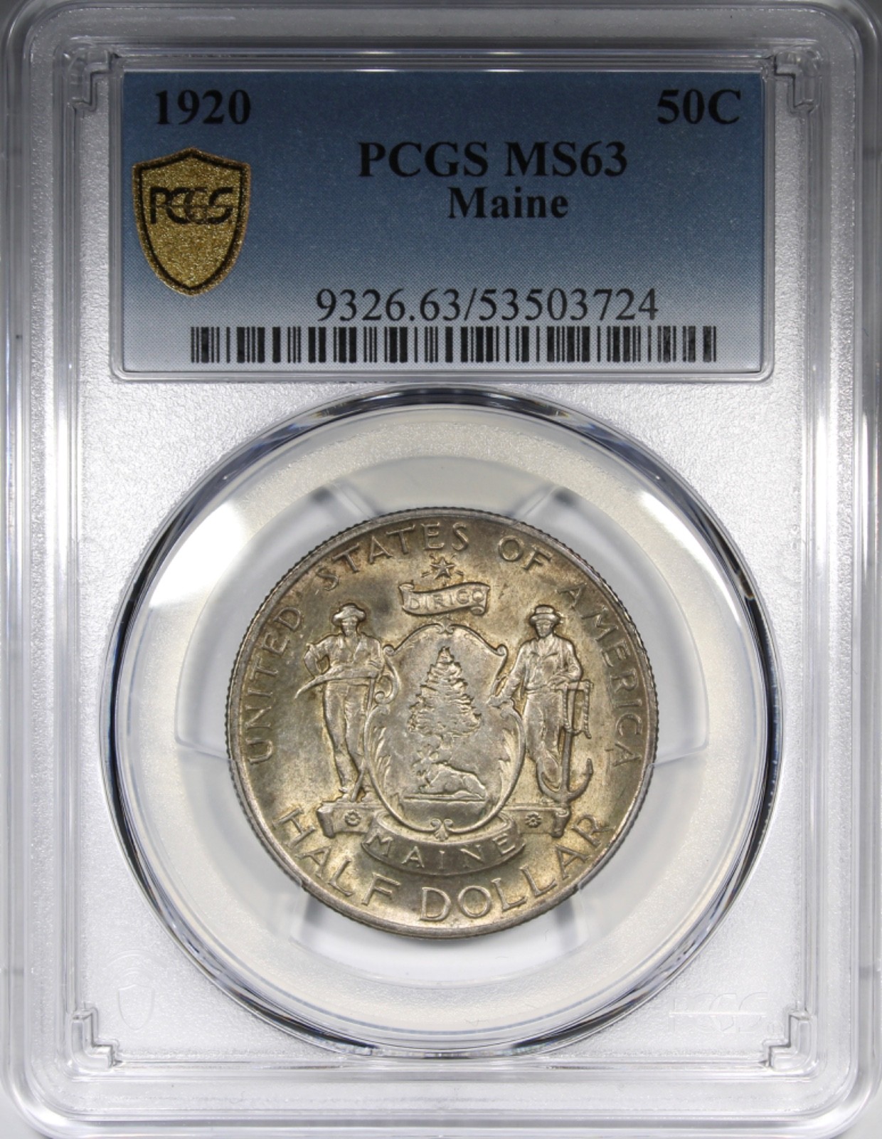 1920 Maine Commemorative Half Dollar PCGS MS63 Toned