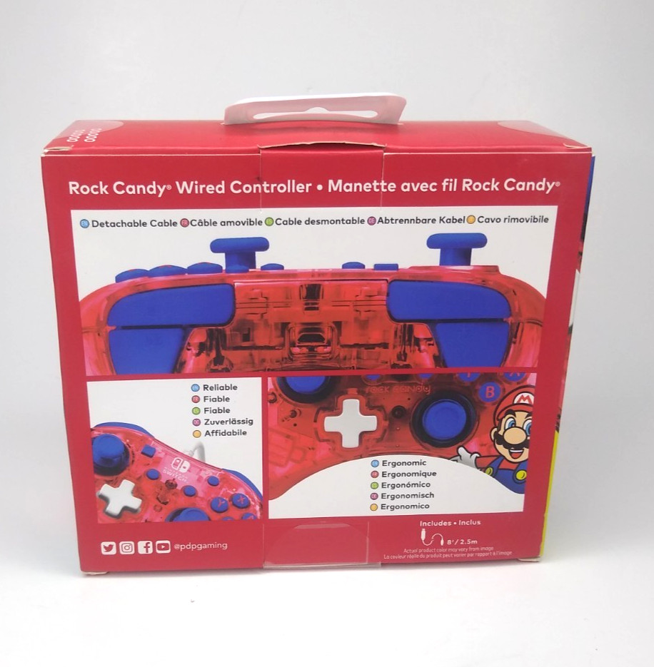 Nintendo Switch Rock Candy Wired Gaming Controller - Super Mario w/ Detach Cable