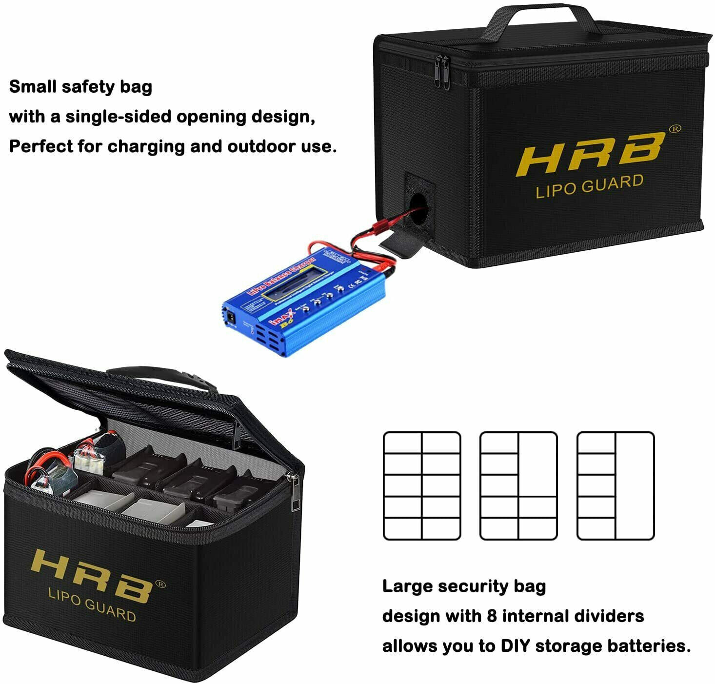 2Pack Lipo Battery Safe Guard Fireproof Explosionproof Bag Charge & Storage