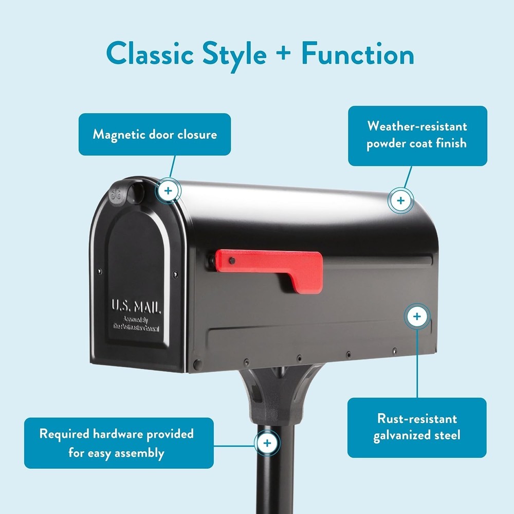 Architectural Mailboxes 7680B-10 MB1 Mount Mailbox and Medium, Black