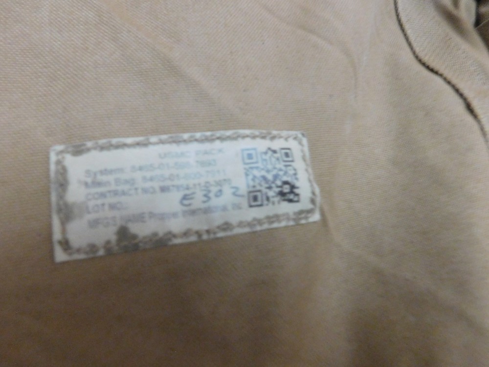 USMC TAN FIELD PACK ( MAIN PACK ONLY) LARGE