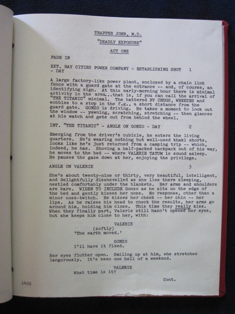 ORIGINAL TV SCRIPT 'DEADLY EXPOSURE' TRAPPER JOHN, MD - 'RIPPLES' COPY