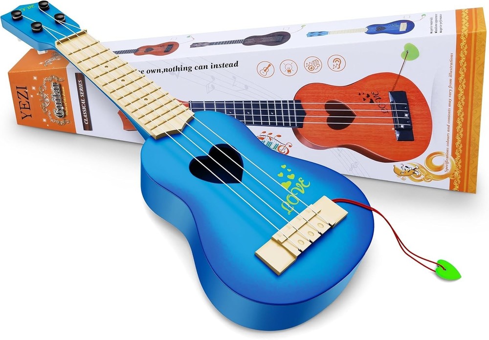 Children's Blue Ukulele - Interactive Learning with 4 Strings & Safe Design