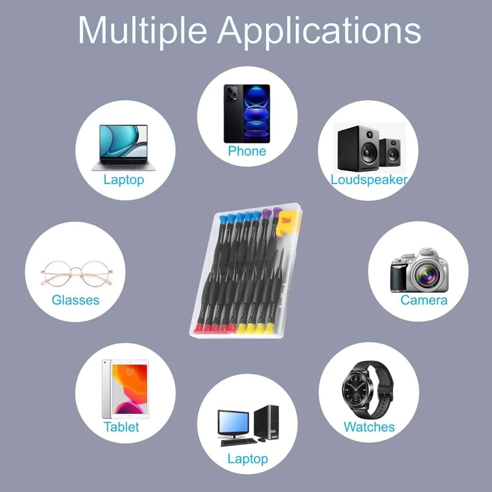 Precision Screwdriver Set 18PCS Colored Coded Red Flat Yellow Phillips Blue Torx