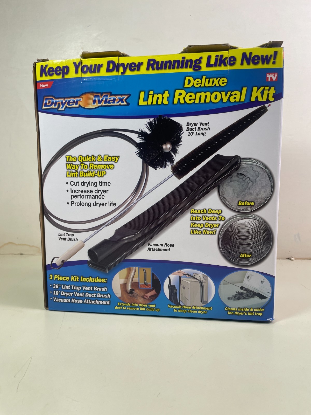 Dryer Max Deluxe Dryer Lint Removal Kit Vacuum Attachment 3 Piece Kit