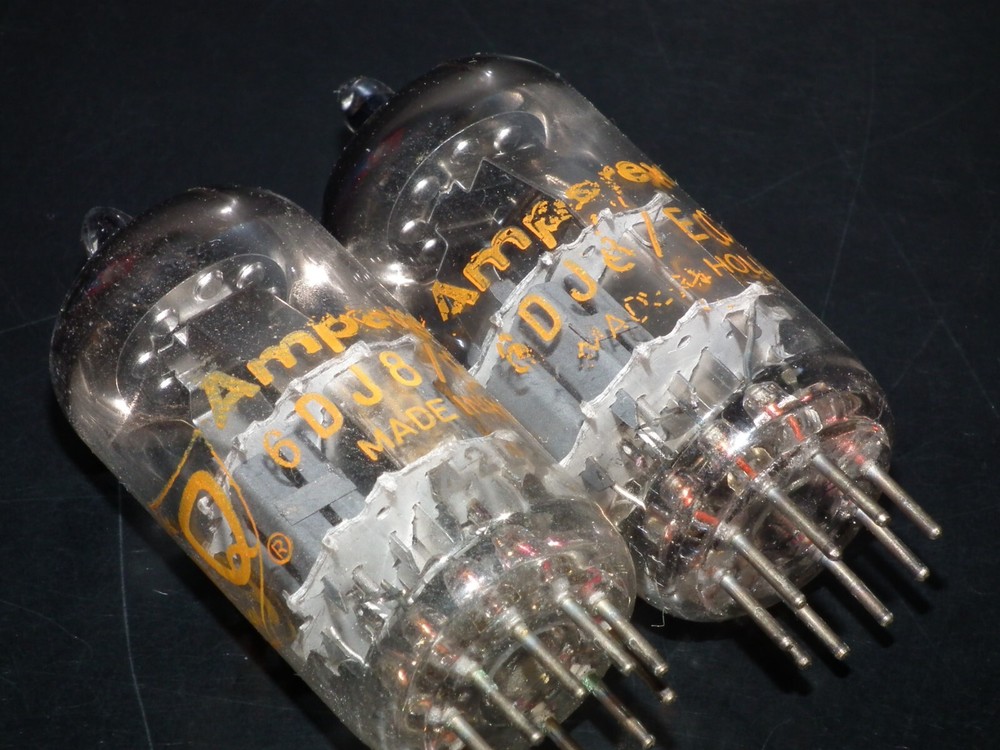 6DJ8 ECC88 Amperex PQ Holland Matched Pair Used Tested 95% A Frame Getter