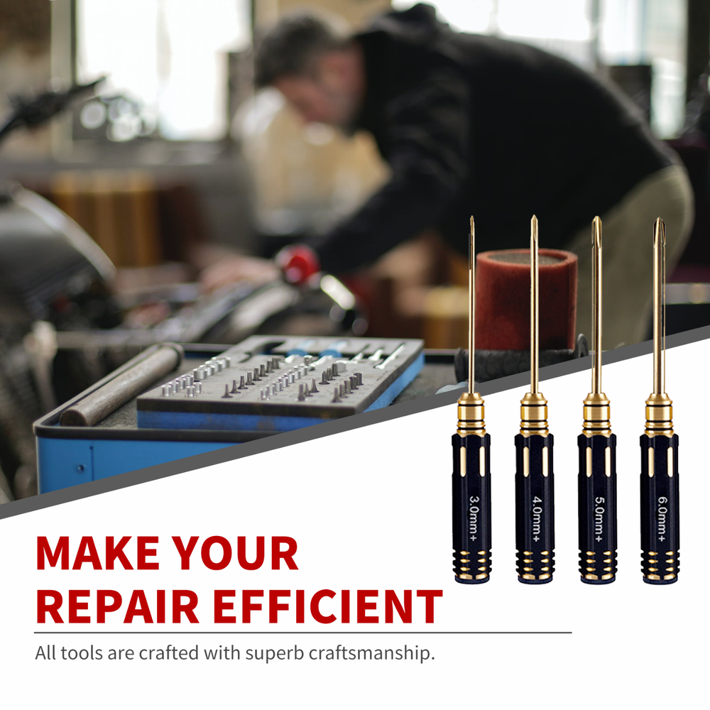 Phillips-Head Screwdriver Set Titanium Nitride Coated Repair Tools Kit(4PCS)