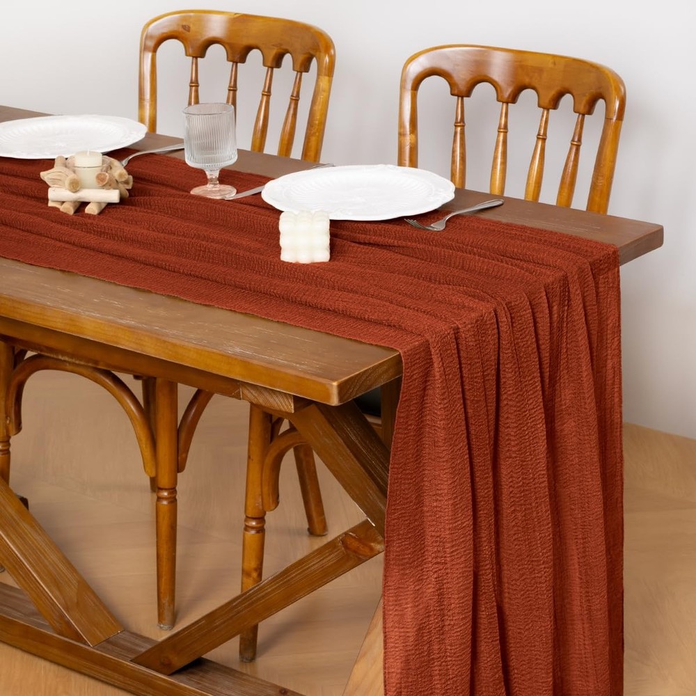 3pcs Terracotta Cheesecloth Table Runner Easter Spring Gauze 120 Inch Rustic ...