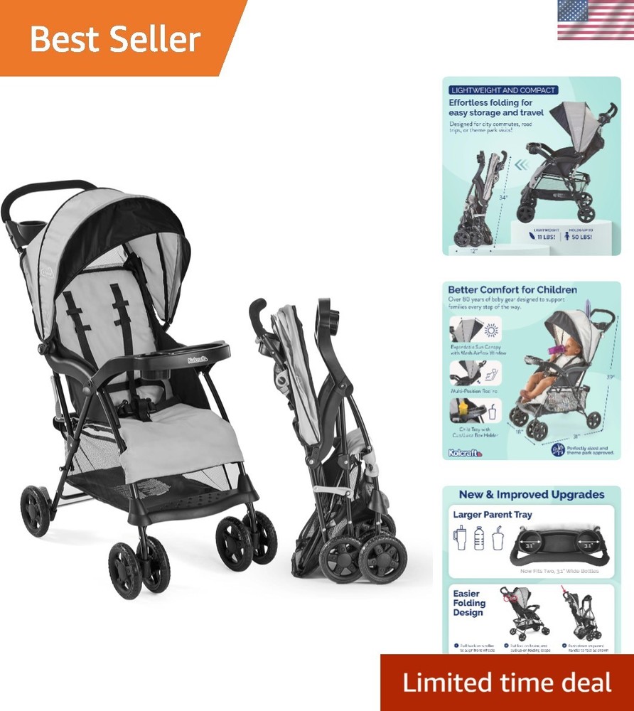 Cloud Plus Lightweight Umbrella Stroller for Travel - Compact & Safe, Slate Gray