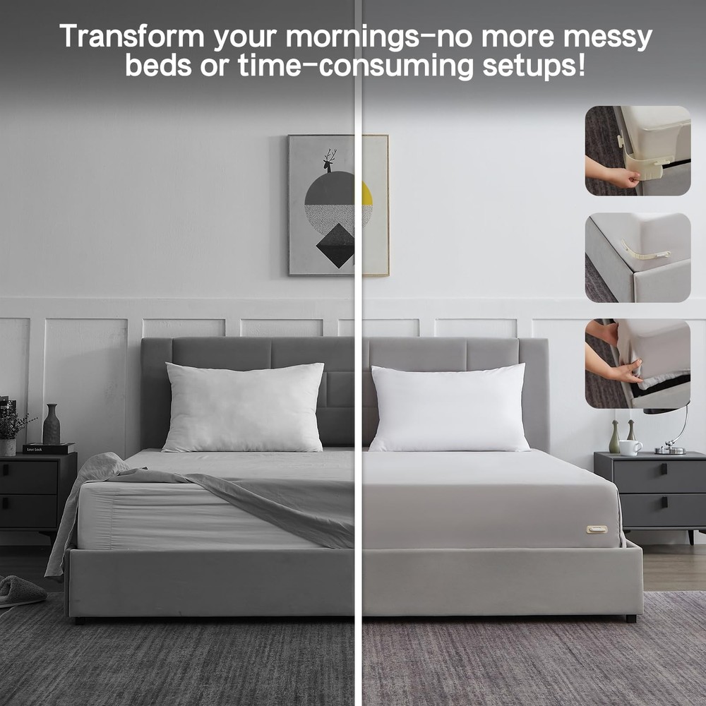 Holders for Fitted Sheets – 4 Pack Heavy Duty ABS Lock Straps, Keep Sheets Fi...