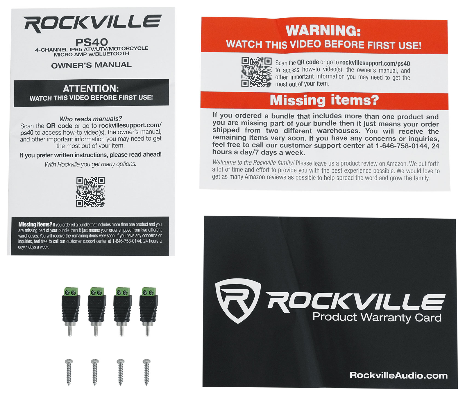 Rockville PS40 4 Channel ATV/UTV/Motorcycle Bluetooth Amplifier IP65 Micro Amp