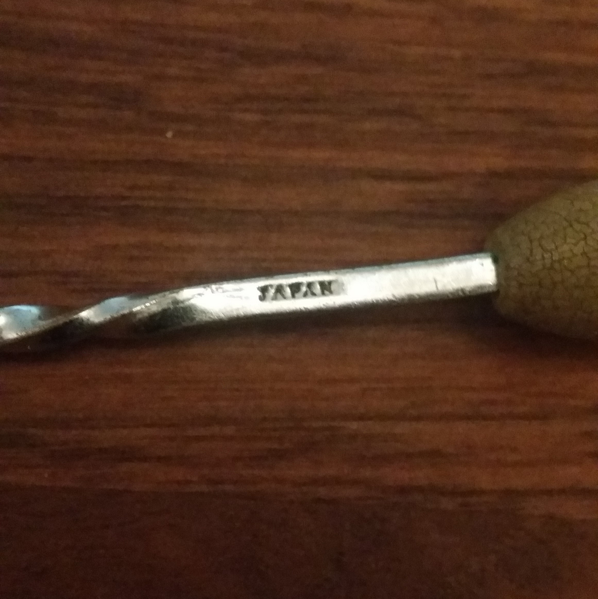 Japanese stainless steel twisted antique bar mixing spoon with wooden knob