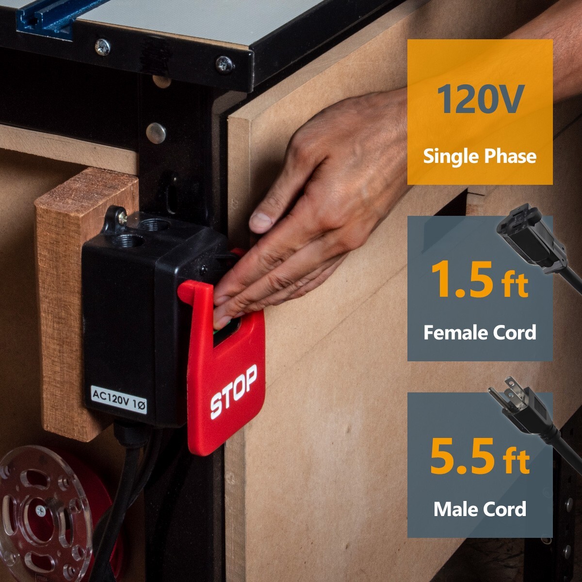 POWERTEC 71754 Safety Paddle Switch for Router Tables & Saws