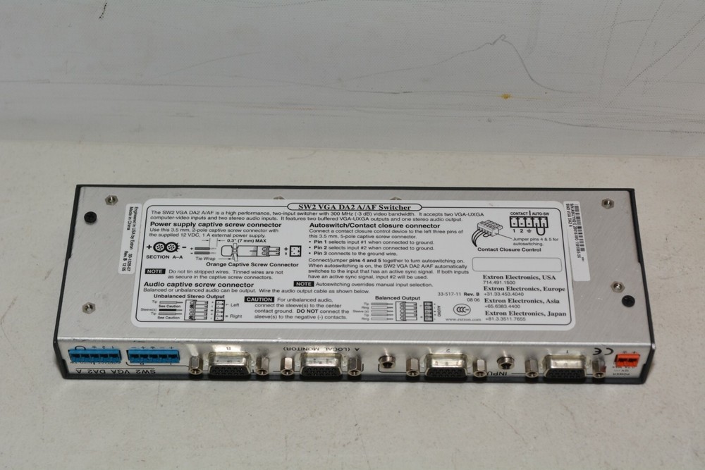 Extron Switch Active SW2 VGA DA2 A A/AF Switcher