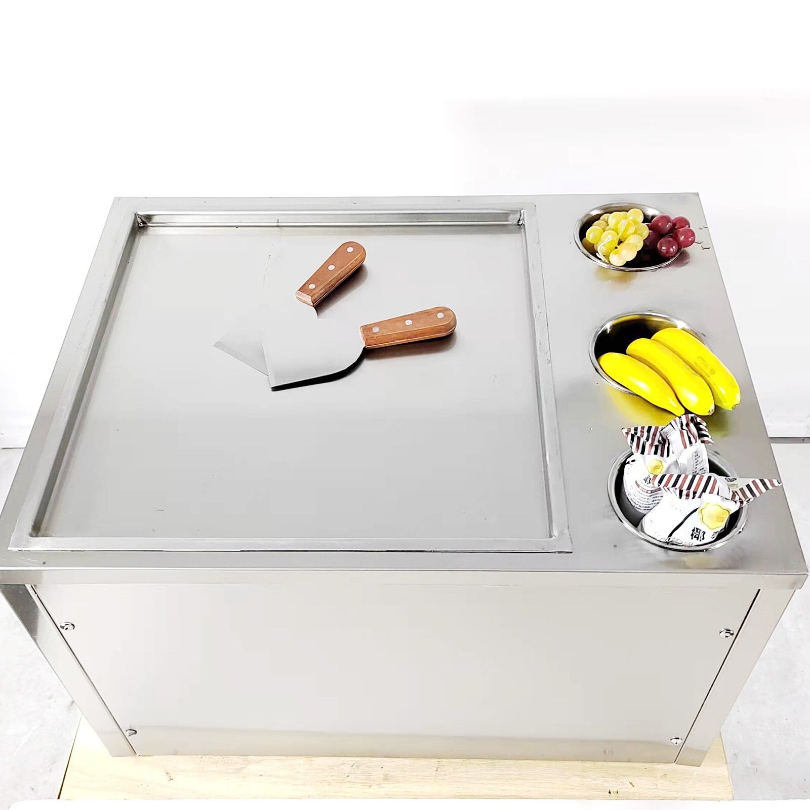 Kolice commercial 45x45cm fry ice cream machine, single square ice pan - 3 tank